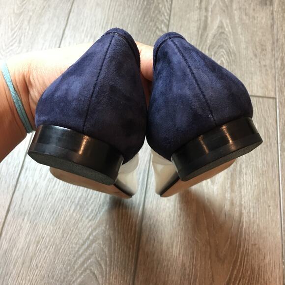 Pancaldi for Diane B. Navy Suede & Mesh Pointed Toe Flats Size 39 1/2 - Picture 5 of 10